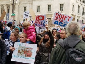 Pennsylvania health advocates conducted a massive protest while GOP lawmakers met to discuss their health care agenda in Philadelphia. 